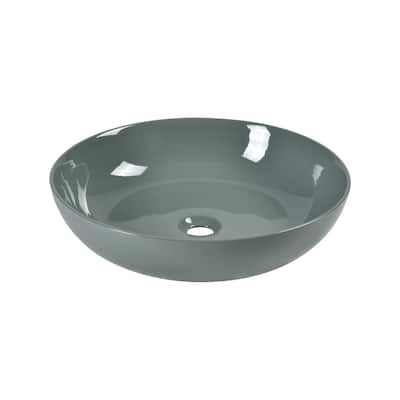 Round, ceramic vessel sink