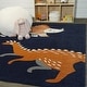 preview thumbnail 1 of 3, Mod-Tod Dina Dinosaurs Kids Area Rug 3'11" x 5'7" - Navy - Rectangle