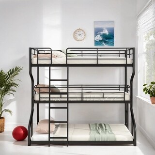 Full XL over Twin XL over Queen Size Bunk Bed with Long and Short ...