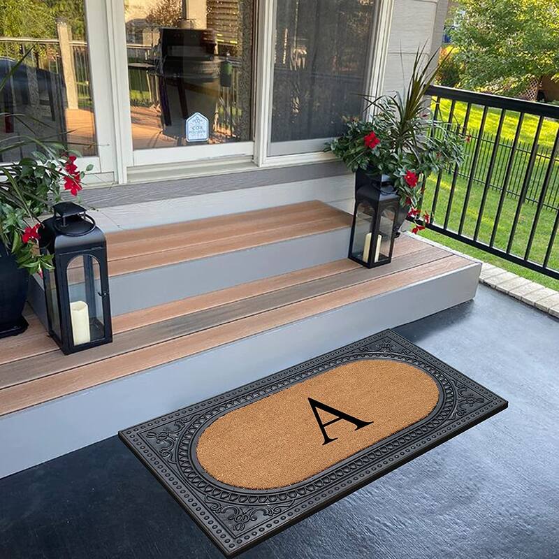 A1HC First Impression Carson Rubber and Coir 24" X 39", Heavy Duty, Easy to Clean Outdoor Monogrammed Doormat