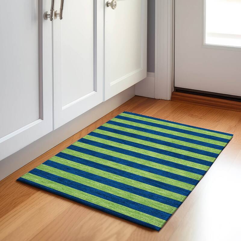 Premium Washable Super Soft Cabana Stripe Mayfield Rug - Navy - 1' 8" x 2' 6" - Rectangle