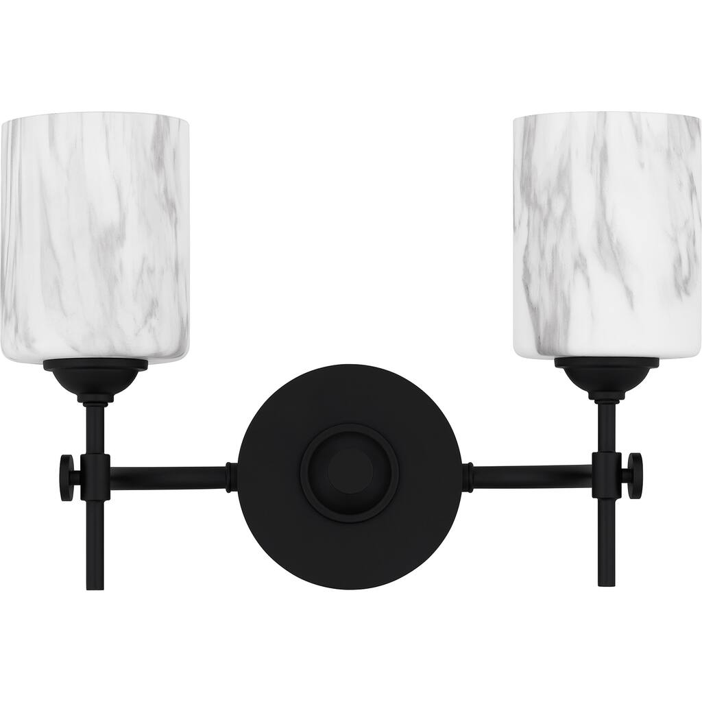 Aria 2-Light Matte Black Bath Light