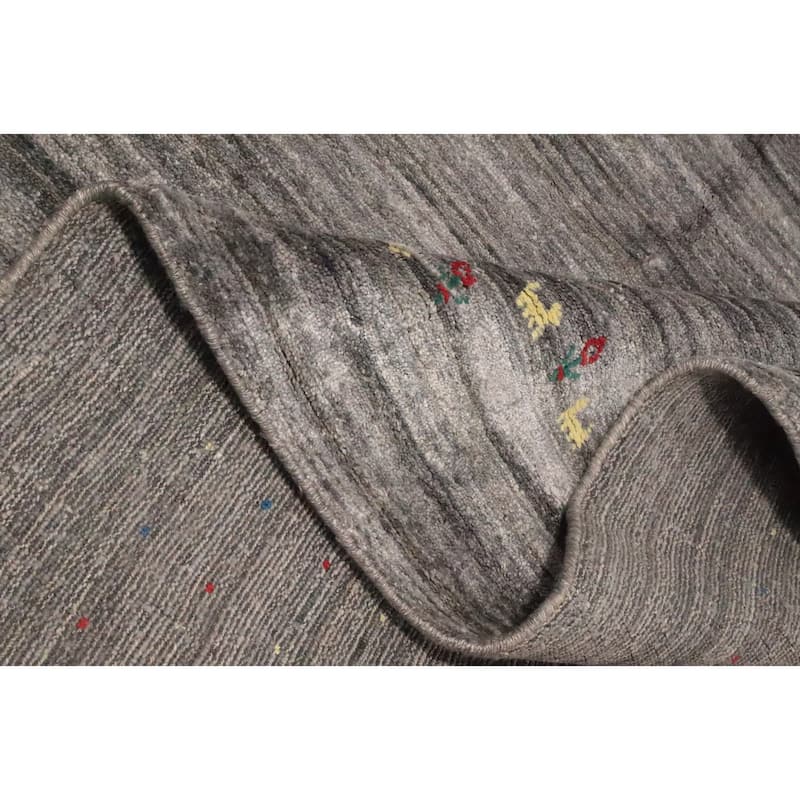 Hand Knotted Oriental Viscose Silk Carpet Tribal Animal Pictorial Greys & Charcoal Gabbeh Area Rug - 11' 8'' X 11' 9''