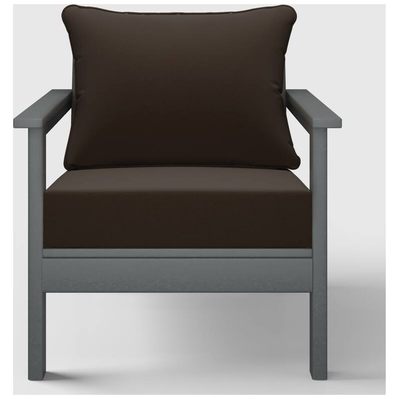Birchwood All Weather HDPE Outdoor Patio Deep Seating Gray Club Chair With Cushions (1-Piece)