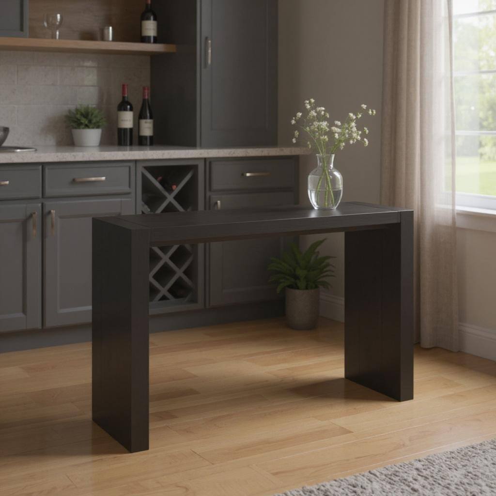 HomeRoots 60" Espresso Wood Rectangular Bar Height Bar Table - 60 in. x 40 in. x 18 in.