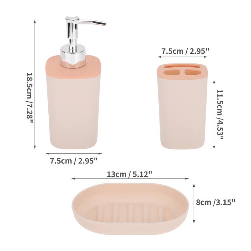 1 Set Durable Square Bathroom Accessories Kit for Bathroom - Pink