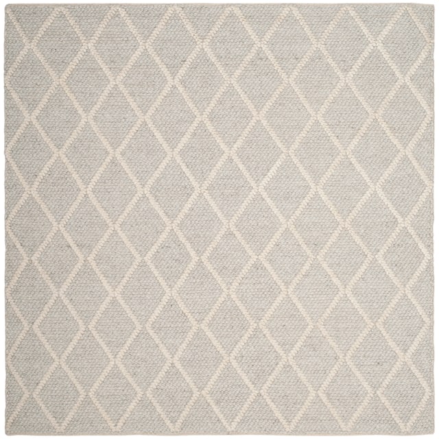 SAFAVIEH Handmade Natura Qiong Wool/ Viscose Trellis Rug - 6' x 6' Square - Silver/Ivory