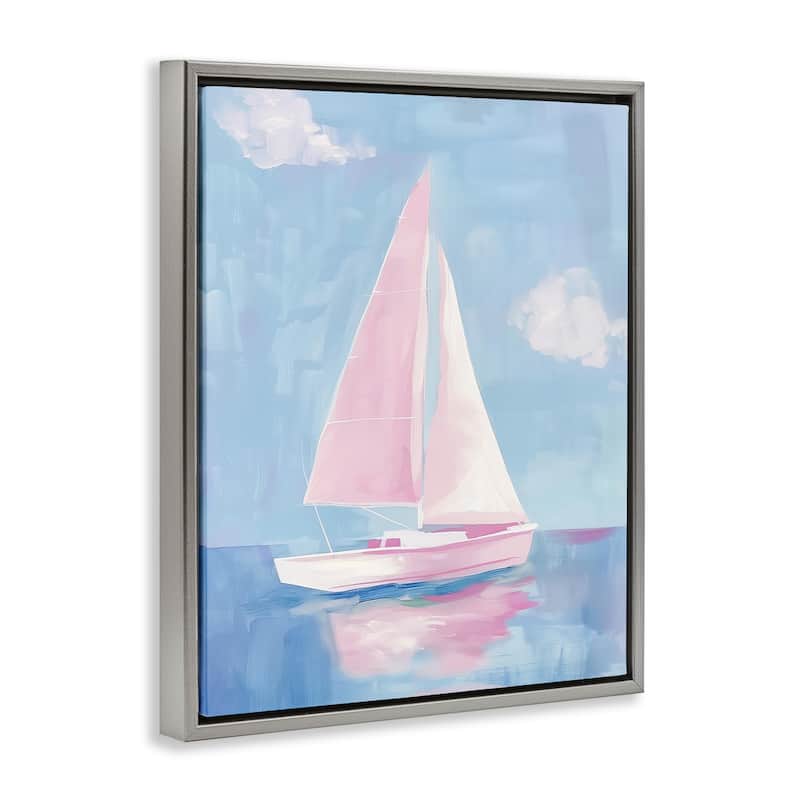 Stupell Muted Pink Sailboat Framed Floater Canvas Wall Art Design By Arlington Prints