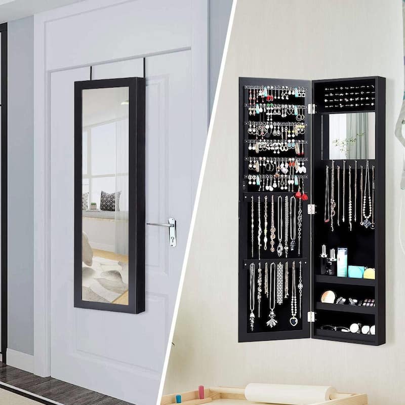 2-in-1 Wall or Door Mounted Jewelry Organizer Full Length Mirror - 3.5"D x 12.5"W x 43.5"H