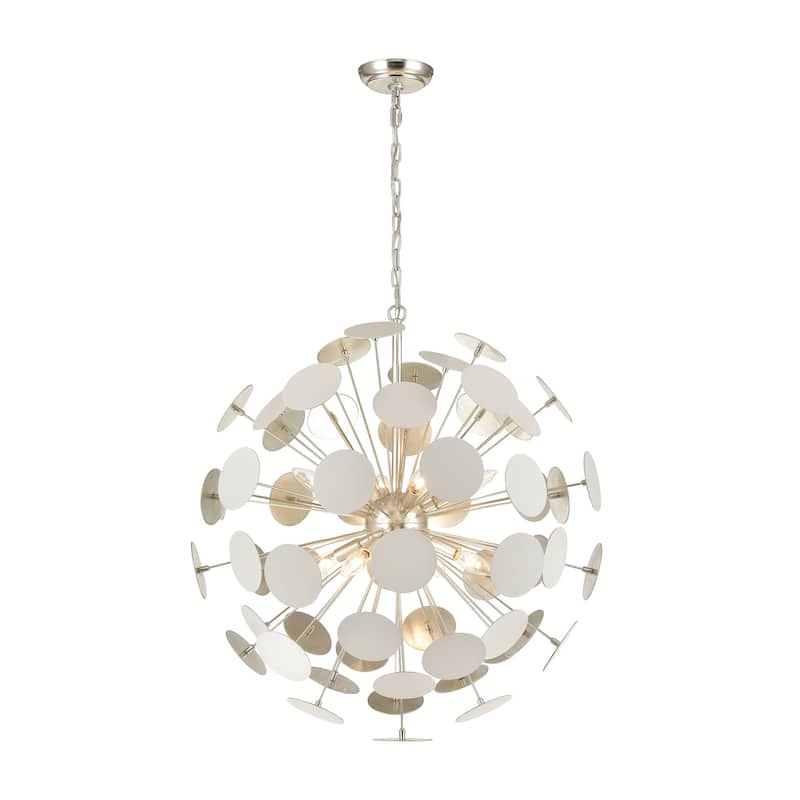 Elk Home Modish Matte White With White Metal Shade 8 Light Chandelier