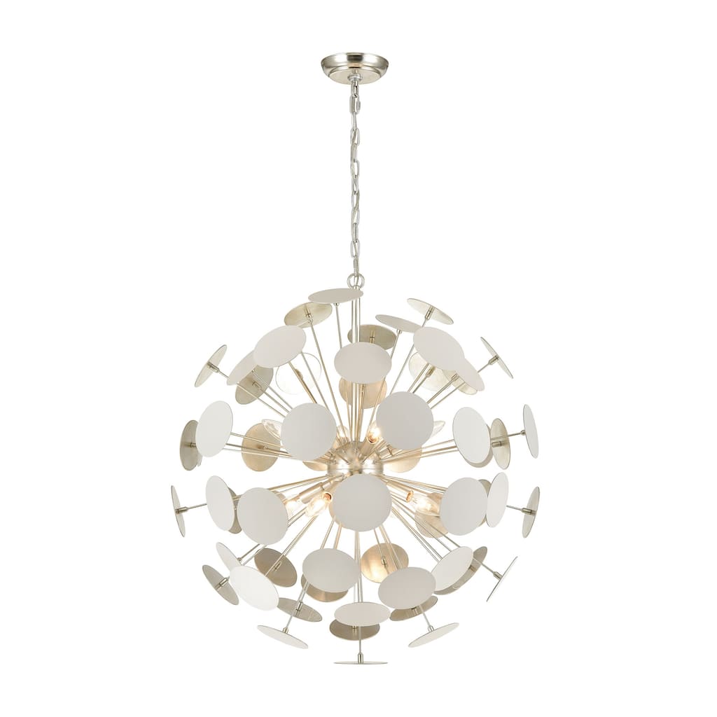 Elk Home Modish Matte White With White Metal Shade 8 Light Chandelier
