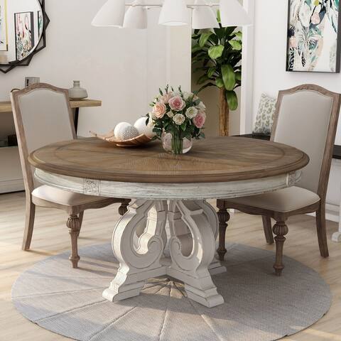 The Gray Barn Caelum Antique White 60-inch Round Dining Table