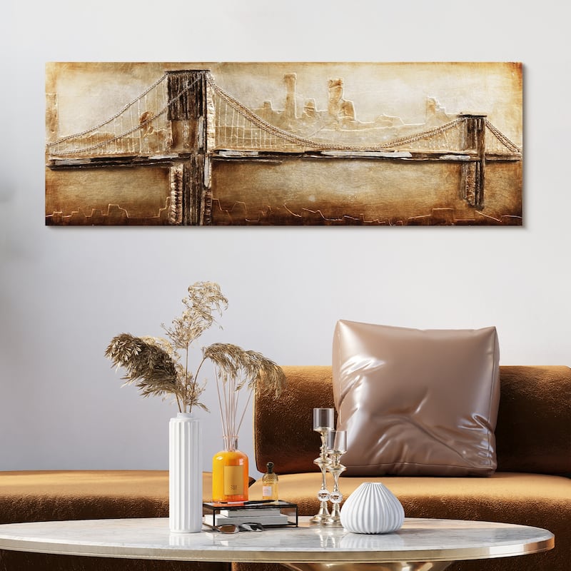 Golden Gate Bridge Metallic Handed Painted Rugged Wooden Wall Art