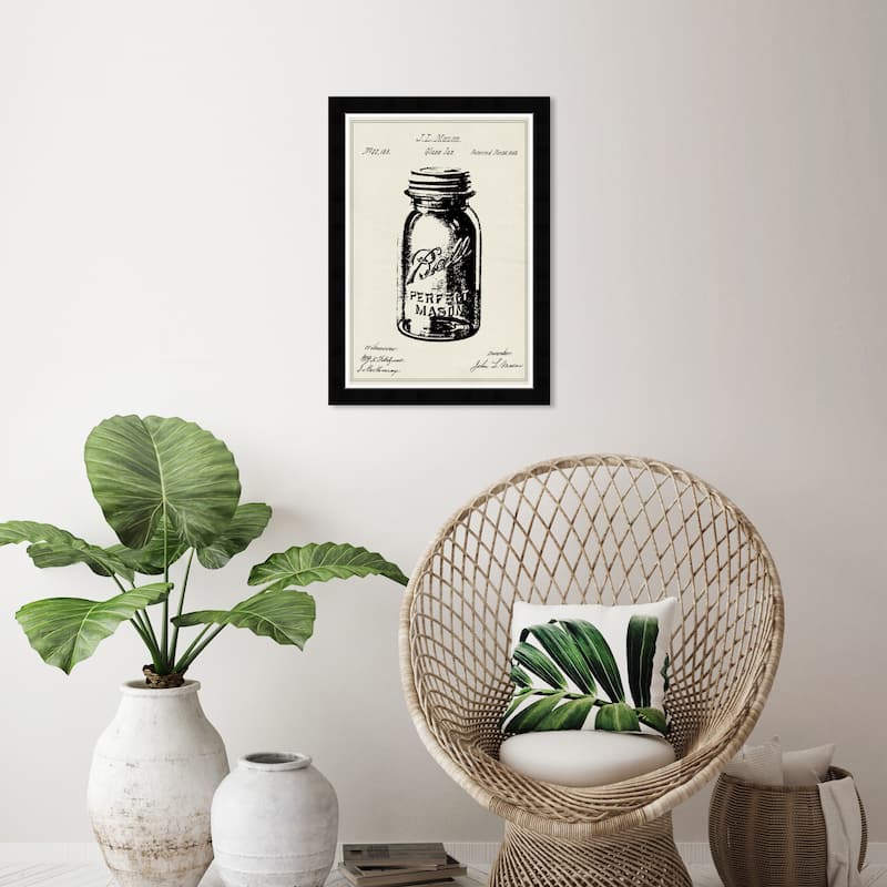 Wynwood Studio Prints Food and Cuisine Mason Glass Jar Patent 1 Black and Antique White Farmhouse Wall Art Canvas Print - Black