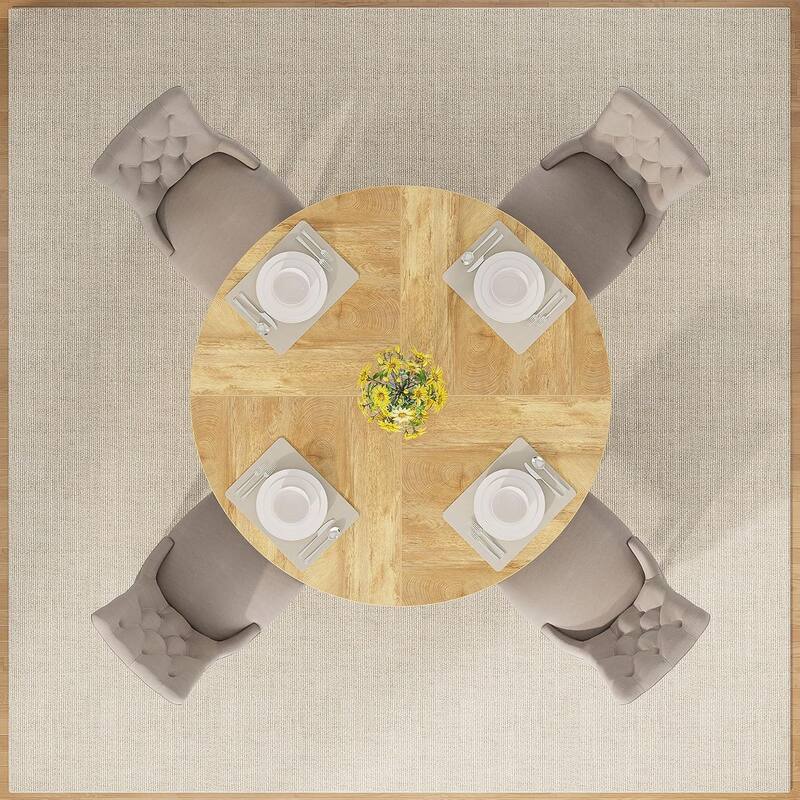 47" Round Wood Dining Table 4-Seater Farmhouse with Wooden Tabletop Cross Base for Dining Room/Kitchen