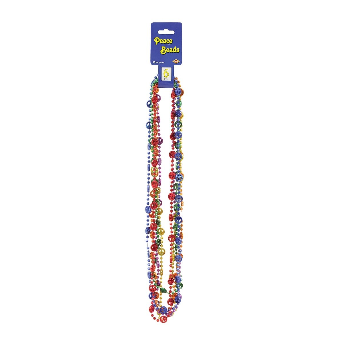 Shop Club Pack Of 12 Multi Colored Beaded Peace Sign Necklaces