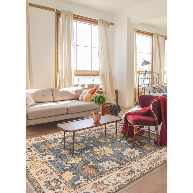 ECARPETGALLERY Hand-knotted Modern Oushak Dark Teal Wool Rug - 7'11 x 9'6