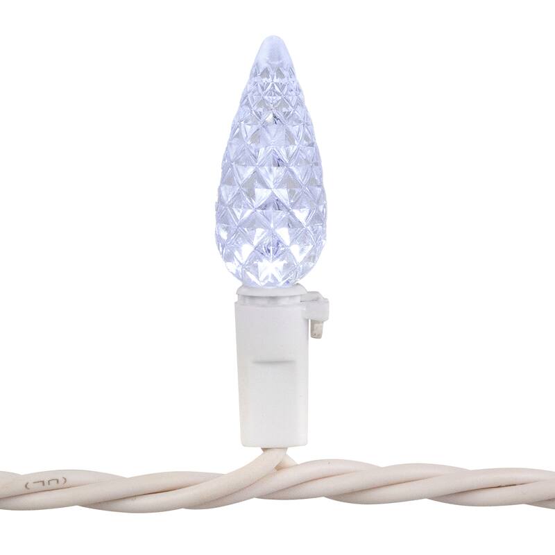 Patriotic LED C6 Faceted Christmas Lights - Red, White and Blue - 16.5' White Wire - 50ct