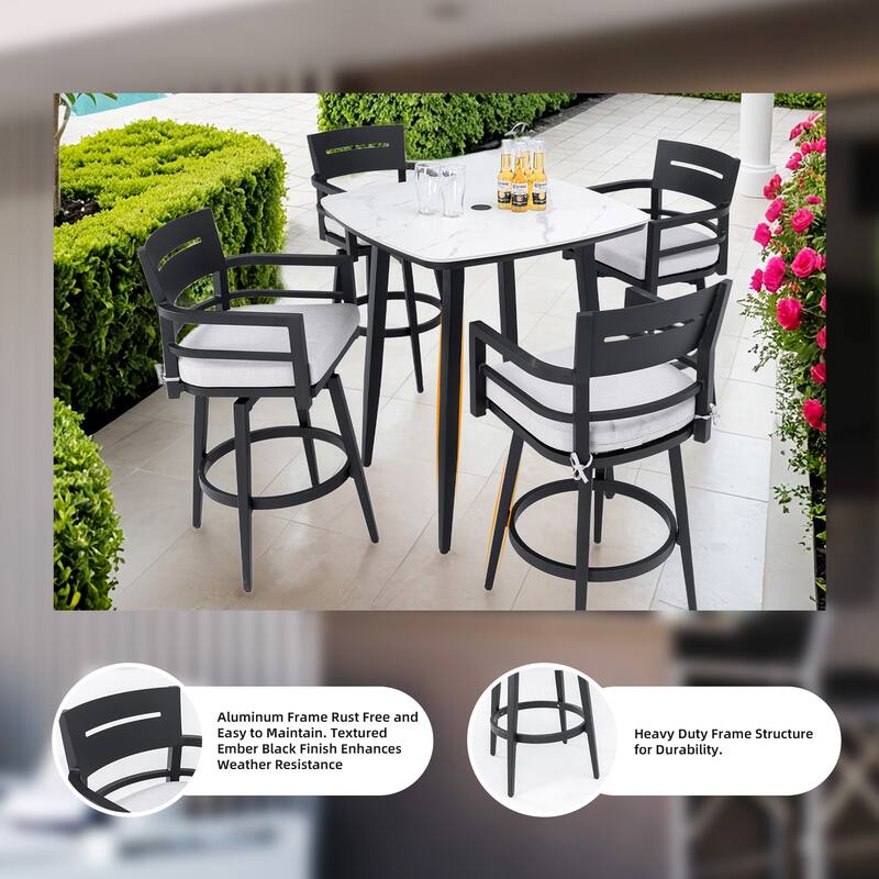 Ostweer Furniture 2 - Piece Ergonomic Swivel Bar Chairs - Ember Black