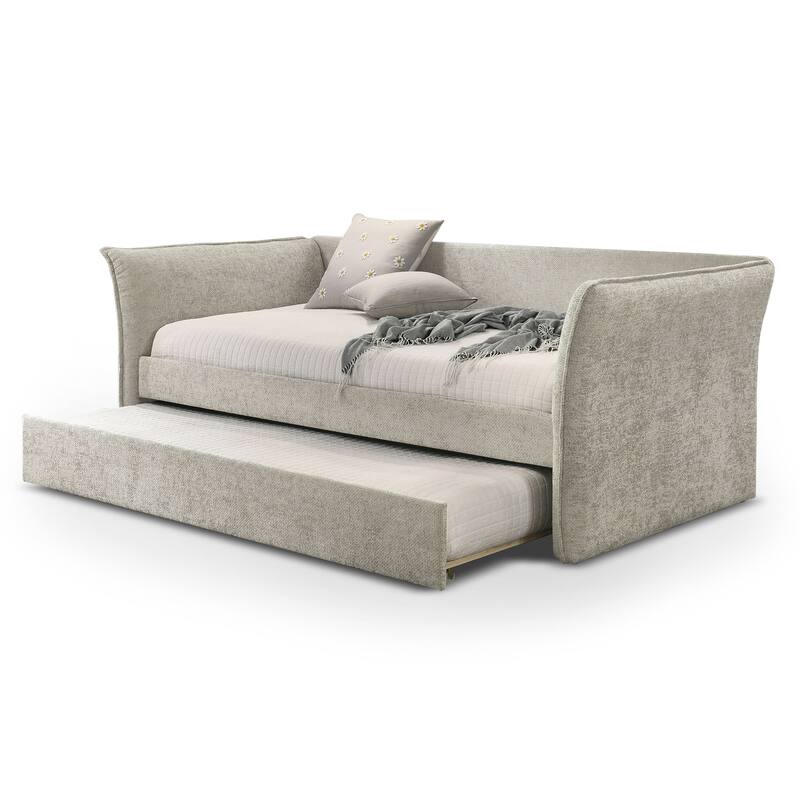 Furniture of America Gestin Modern Twin Upholstered Daybed with Trundle
