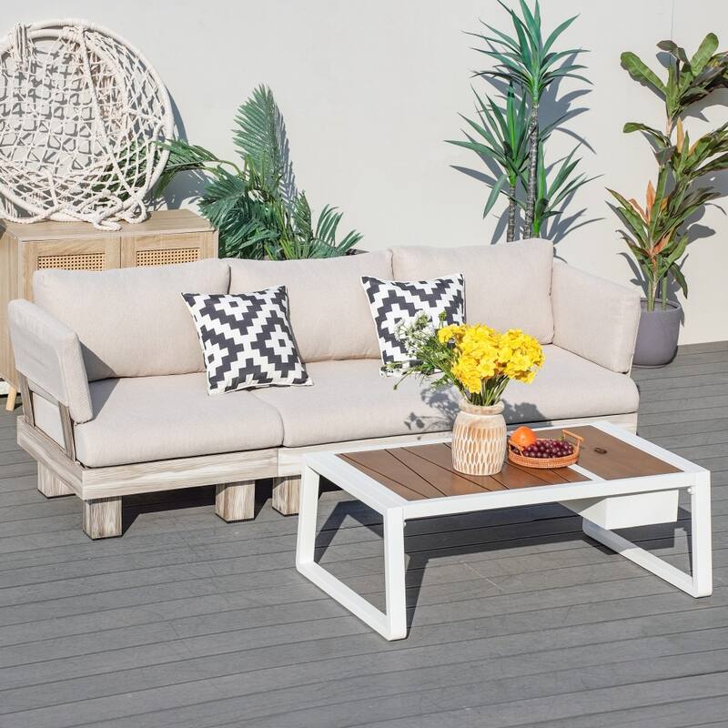 Modern Patio Conversation Set with Coffee Table and Ice Bucket