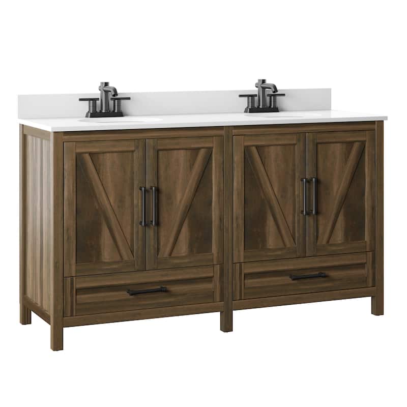 60" Double Bathroom Vanity - Natural Finish - Canyon Lake Pine