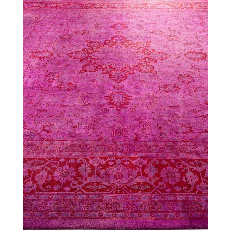 Overton Hand Knotted Wool Vintage Inspired Modern Contemporary Overdyed Pink Square Area Rug - 8' 2" x 8' 3"