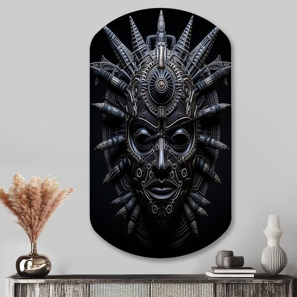 Designart - African Mask Tribe IV - African Mask Large Wall Clock in ...