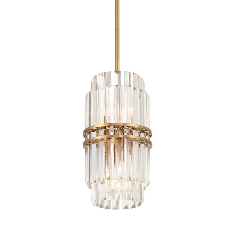 Crystorama Lighting Group HAY-1401 Hayes 8" Wide Crystal Mini Pendant - Aged Brass