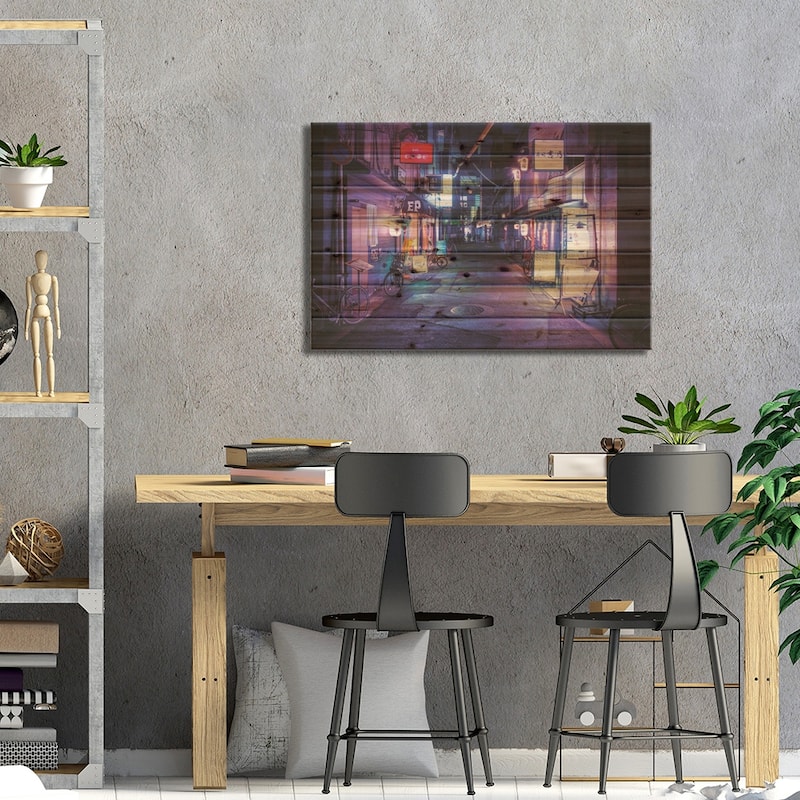Night Bar Print On Wood by Philippe Hugonnard - Multi-Color