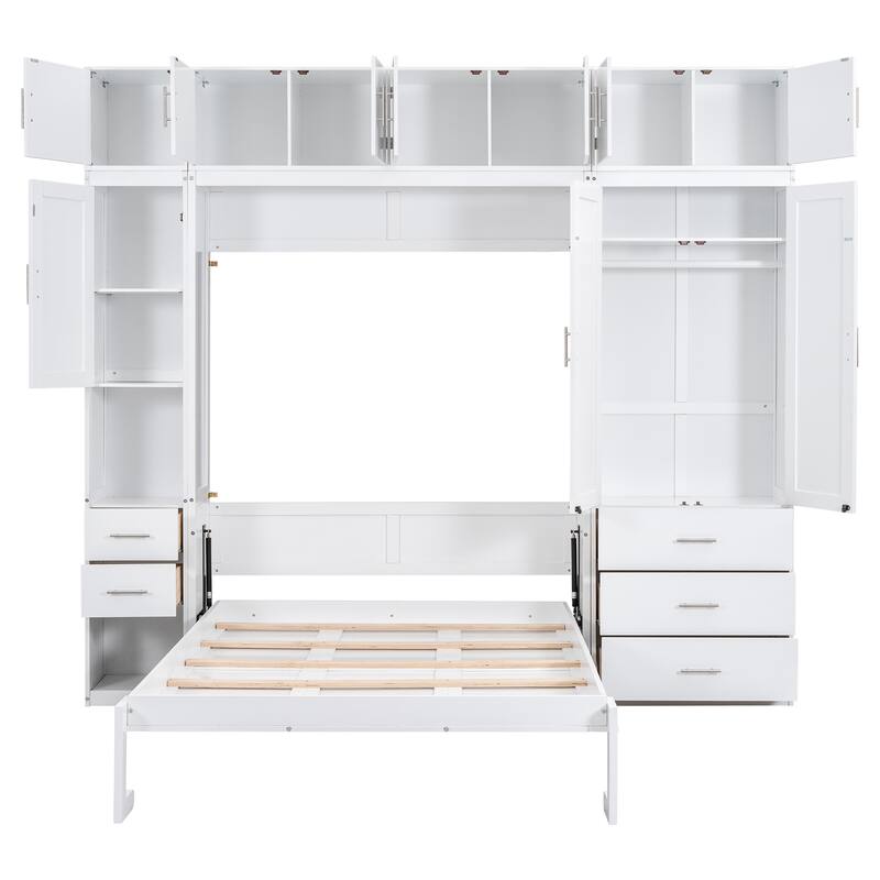Twin Size Murphy Bed with Lockers and Wardrobes