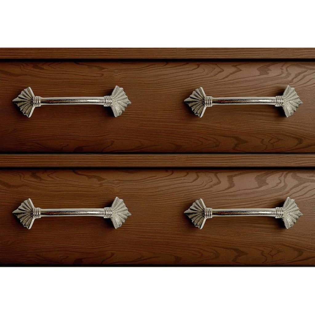 HomeRoots Set of Six Silver Metal Drawer Pull Knobs - 6.50 in. x 4.75 in. x 3.62 in.