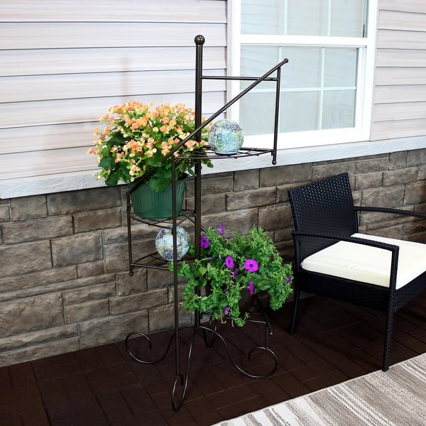 Shop Sunnydaze 4 Tier Flower Plant Stand Metal Spiral Staircase Design 2 Pk 56 Overstock 29071725