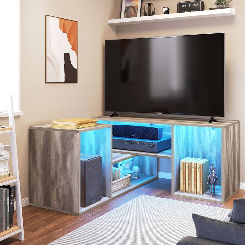 Moasis Modern DIY TV Stand Deformable Entertainment Center with LED Light Strip