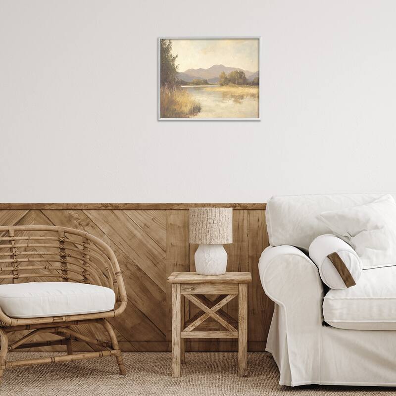 Stupell Wild River Mountain View Framed Giclee Art Design By Petal Prints Design