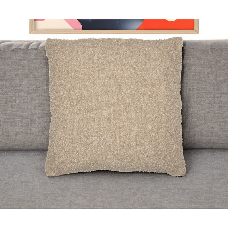HomeRoots 20" Taupe Throw Pillow With Shag - Accent - Polyester