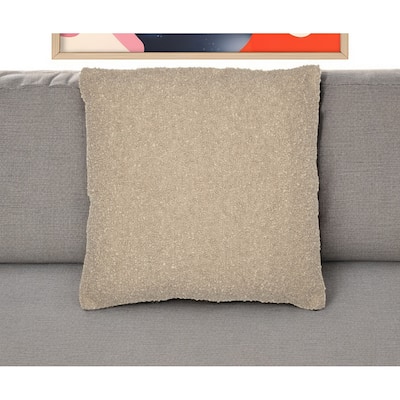 HomeRoots 20" Taupe Throw Pillow With Shag