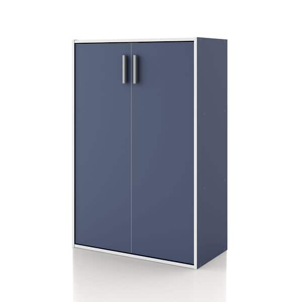 slide 2 of 31, DH BASIC Modern Stackable Storage Organizer Bookcase with Doors Cabinet (doors) - Steel Blue