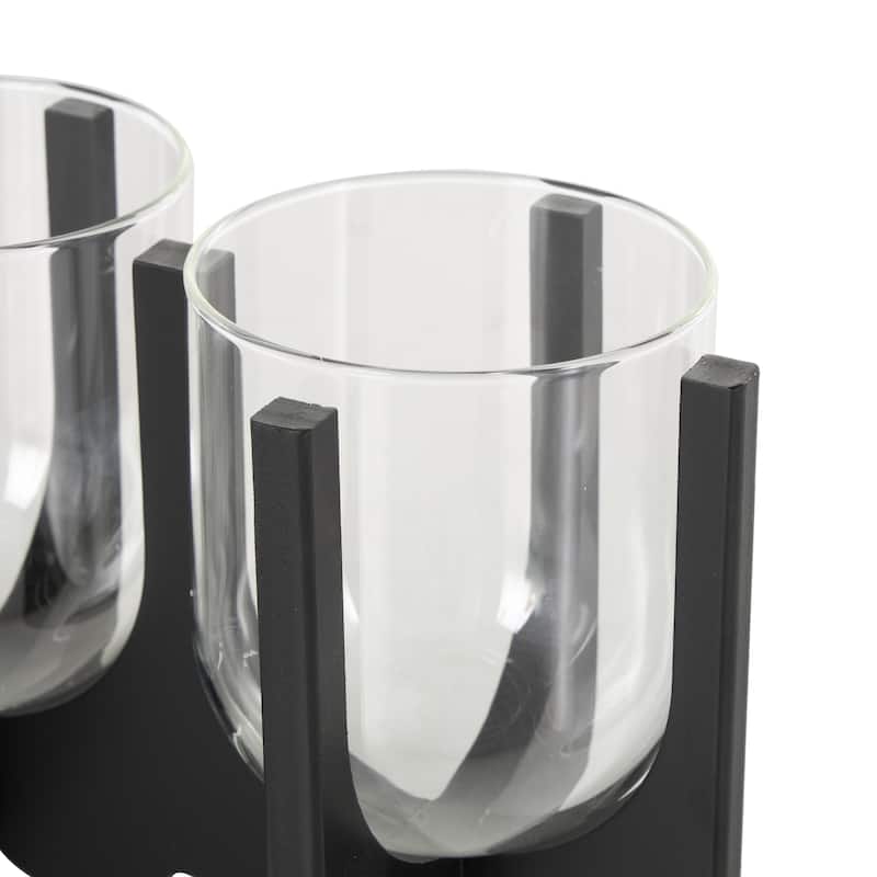 Wooden Hurricane 5 or 3 Slot Candle Holder - Black - Roche River Decor