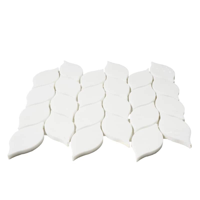 Thassos Marble Leaf Polished Mosaic Tile