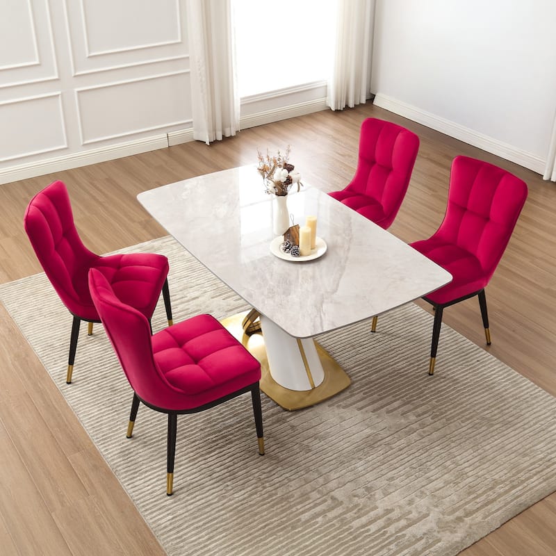 Modern Velvet Upholstered Dining Chairs, Set of 2/4 - 35.8"H x 18.9"W x 23.2"D
