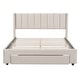 preview thumbnail 19 of 50, Gray Full Velvet Upholstered Bed with Large Storage Drawer - Luxurious Design Beige
