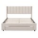 preview thumbnail 1 of 50, Pink Full Velvet Upholstered Bed with Large Storage Drawer - Chic & Functional Beige