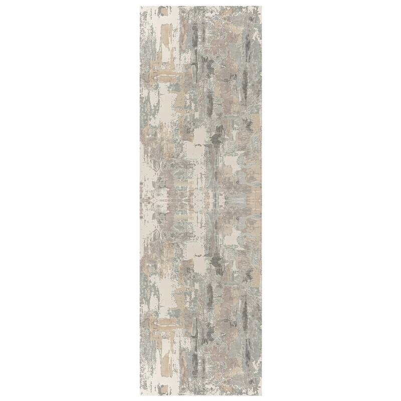 HomeRoots Abstract Modern Runner Area Rug - 96.00 in. x 29.00 in. x 0.26 in.