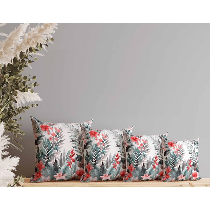 Rainforest Dream Indoor/Outdoor Reversible Throw Pillow Green and Pink