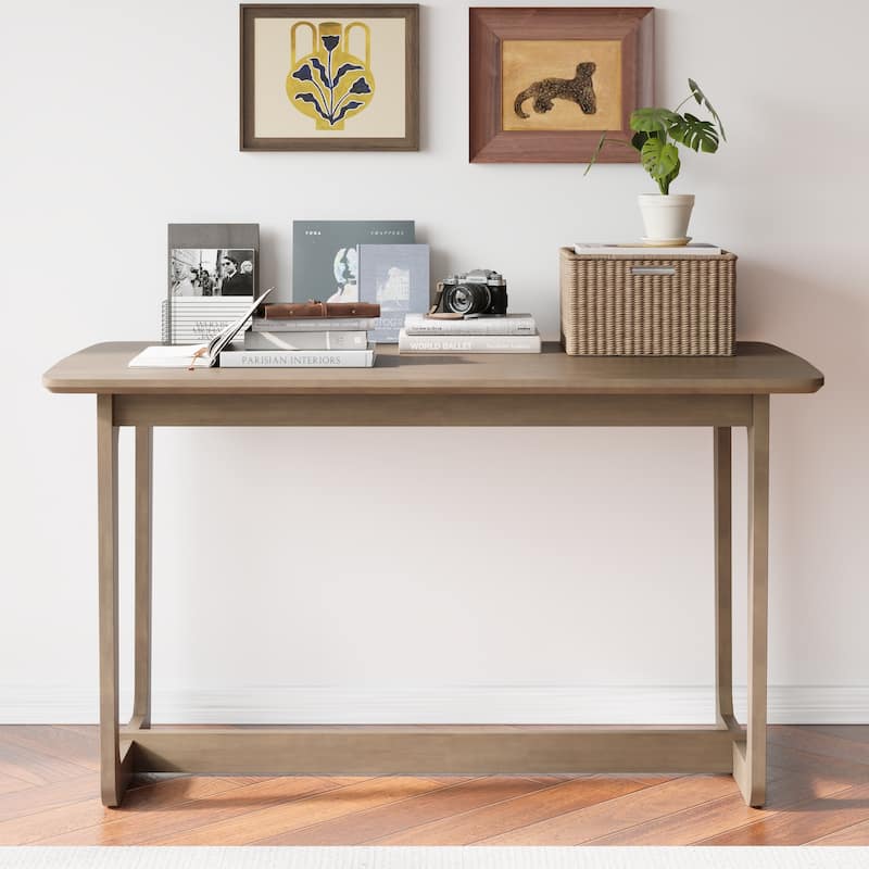 Farmhouse Console Table, Solid Wood Sofa Table, Square Entryway Table Brown