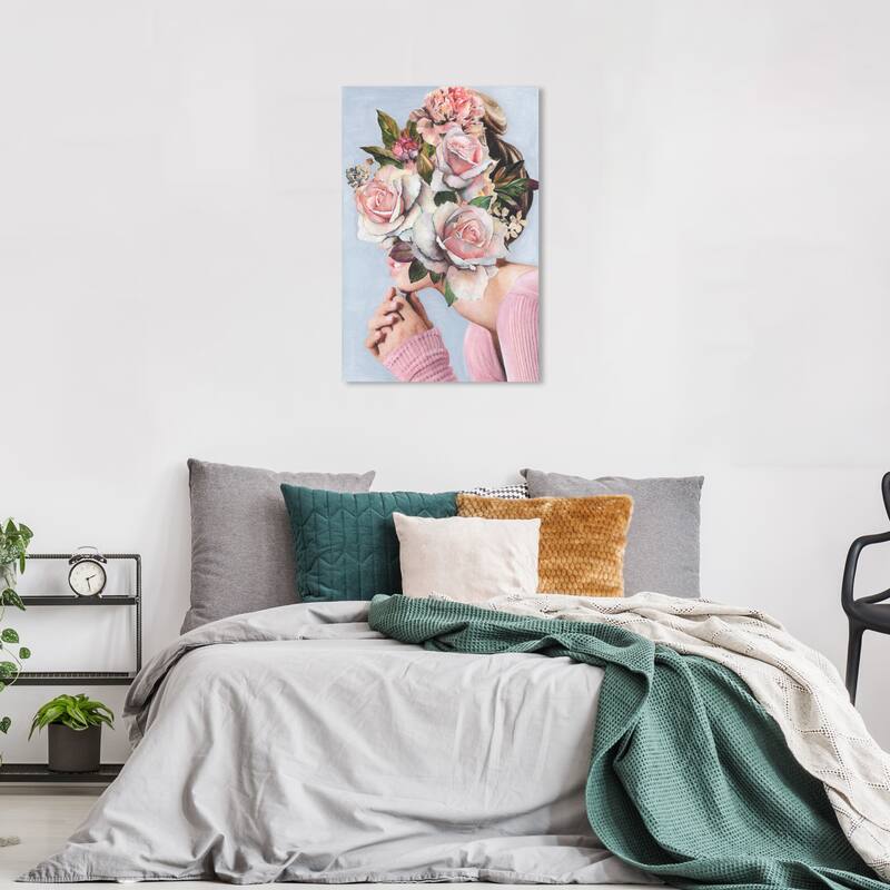 Wynwood Studio Canvas Floral and Botanical Pretty Roses Pink and Pastel Pink Glam Wall Art Canvas Print - Pink, Gray - 36 x 24