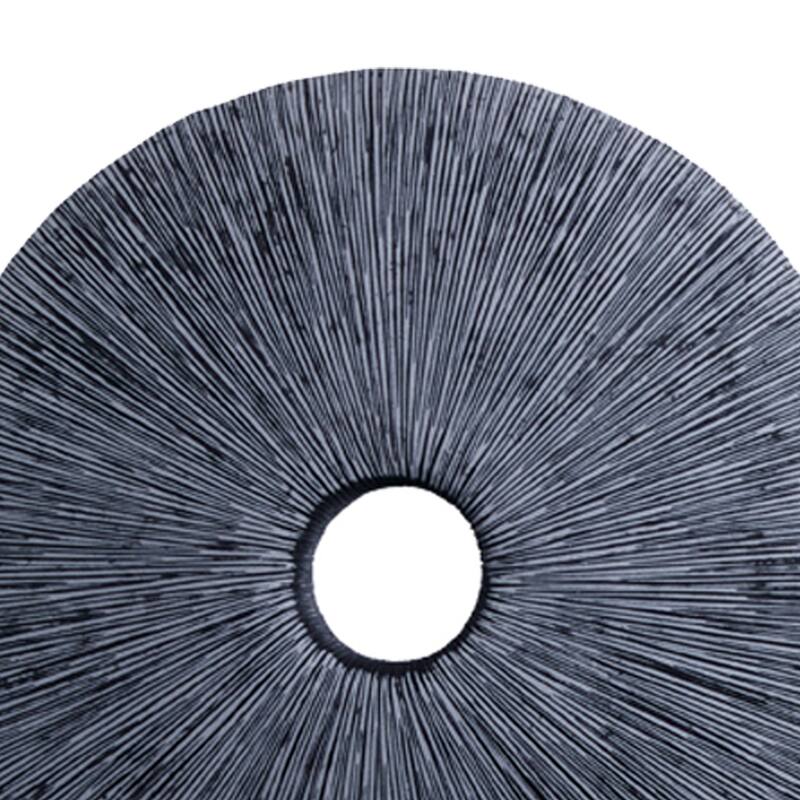 Ribbed Round Sandstone Wall Decor Set of 2 with Cut Out at Centre, Large, Gray