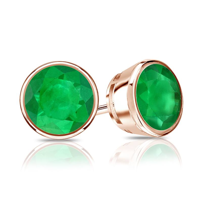 Auriya 14k Gold 3/5ctw Bezel-set Emerald Gemstone Stud Earrings
