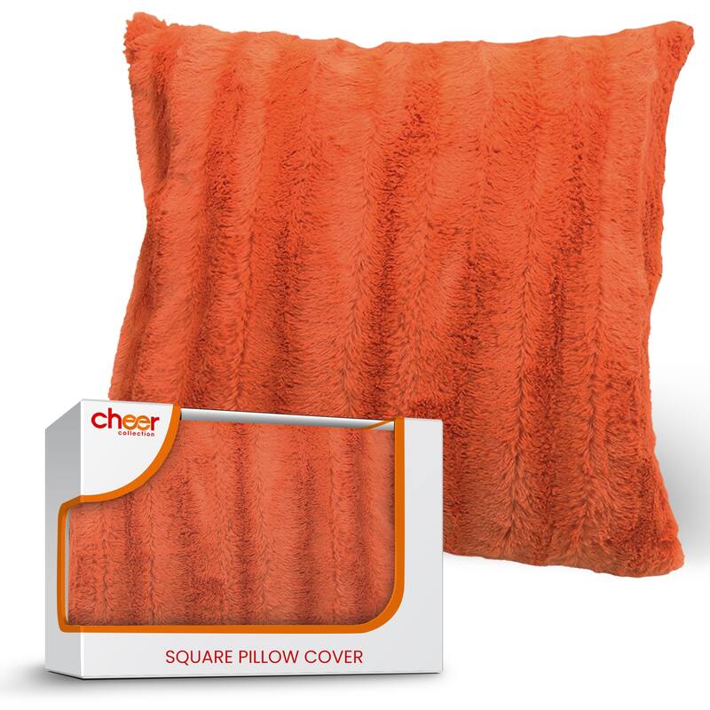 Cheer Collection FauxFur Throw Pillow Cover - 18x18 - Orange